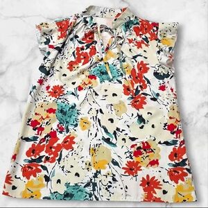 Boture Sleeveless Colorful Floral Blouse Shirt Size Small (S) B5